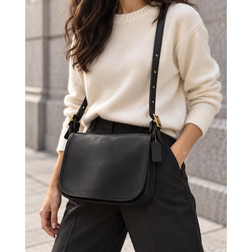 Vintage Coach 9951 Patricia's Legacy Black Leather Crossbody Bag